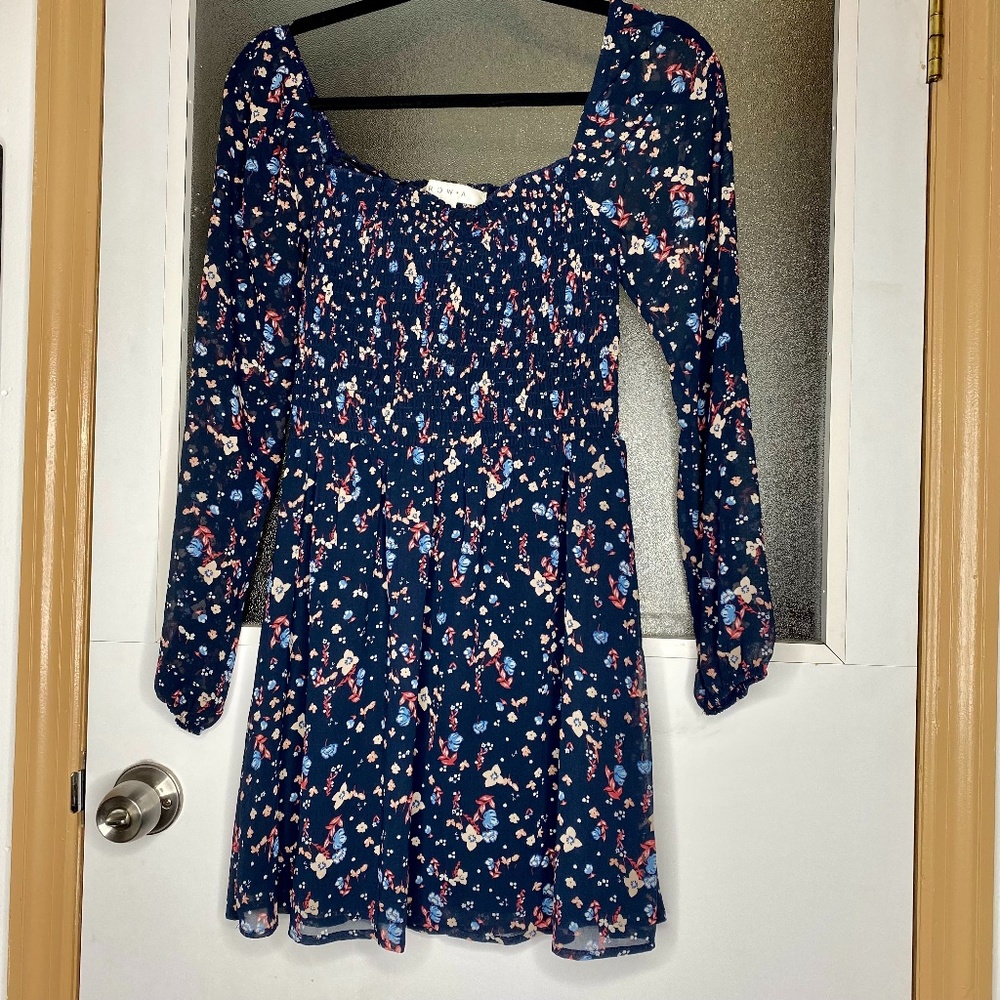 Floral Print Navy Dress
